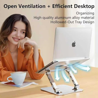 Laptop Stand for Desk – 2.5mm Aluminum Ergonomic Riser, Adjustable Height & Angle, Sturdy Yet Lightweight, Fits 10-17.3 Inch MacBook Pro/Air, Dell XPS, HP,Silver. - color: Metallic Silve