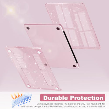 CISSOOK for MacBook Neo 13 inch Pink Case Glitter Blush 2026 Model A3404 | 5in1 Set Hard Shell Case, A18 Pro Chip, Keyboard Cover, Screen Protector, Scratch Resistant, Ultra-Thin, for Office & Travel - color: Glitter Blush