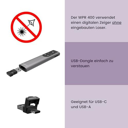 Wireless Presenter - Advanced Presentation Clicker with Digital Pointer, Zoom & Air Mouse Function by Marmitek