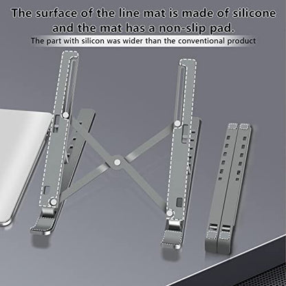 Laptop Stand, Aluminum Full Coverage Non-Slip Rubber Adjustable Ergonomic Portable Laptop Holder, Foldable Computer Stand 6 Angles Anti-Slip Riser Compatible with 4-17 inch - color: Upgrade Grey