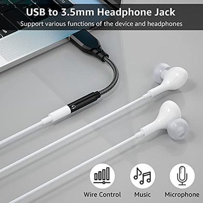 APETOO USB to 3.5mm Audio Adapter, External Stereo Sound Card for PC Laptop | USB A to Aux Jack Dongle Cable Cord for Headphones & Headset, Compatible with MacOS, Windows, Linux, Desktop, Gaming Consoles