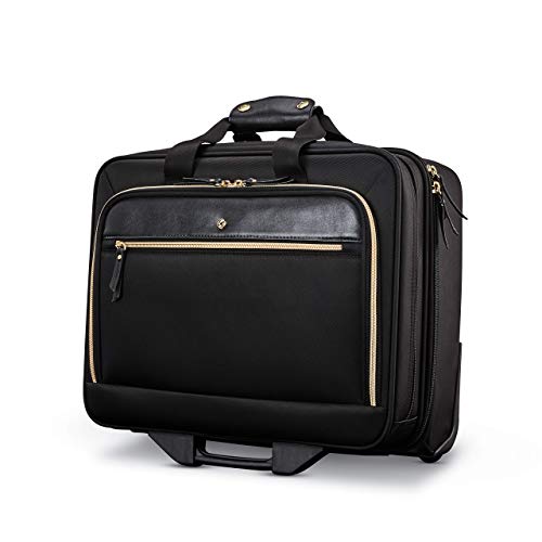 Samsonite Women's Upright Mobile Office Suitcase, Black, Water Resistant, Padded Laptop Compartment, Front Zippered Pockets - size: Upright Mobile Office