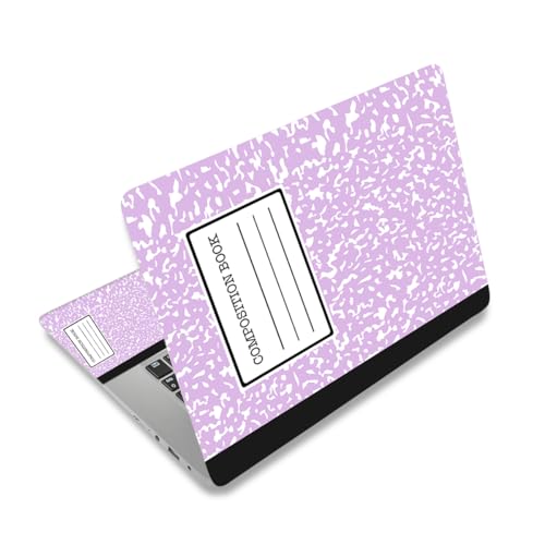 Laptop Decal Sticker Skin Cover, 11.6”12" 13" 13.3" 14" 15" 15.4" 15.6 inch Laptop Netbook Vinyl Skin Sticker Cover Art Notebook PC Protector (2 Wrist Pad Included), Purple Composition Book - color: Purple Composition Book