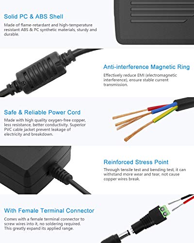 ALITOVE 12V 5A Power Supply 60W 12 Volt Transformer 5Amp 4A 3A, 10 Pack | AC/DC Adapter 100-240V 50/60hz to 12V Power Adapter, for LED Strip Light CCTV Camera Router Radio Sceptre Monitor - size: 10 Pack