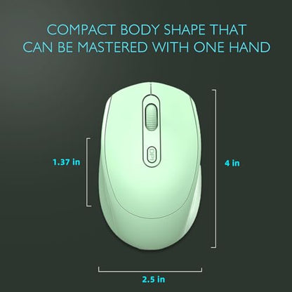 ONE-UP Wireless Mouse, 2.4G, Silent, USB Nano Receiver for Laptop, Chromebook, PC, Mac, Windows and School Work （Green） - color: Green
