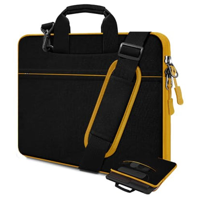 Laptop Case 15.6 inch Shoulder Bag, Durable Shockproof Protective Computer Carrying Briefcase with Multi-Pockets and Strap Compatible with Most 15.6 inch Notebooks,Black yellow - color: Black Yellow, size: 15.6"