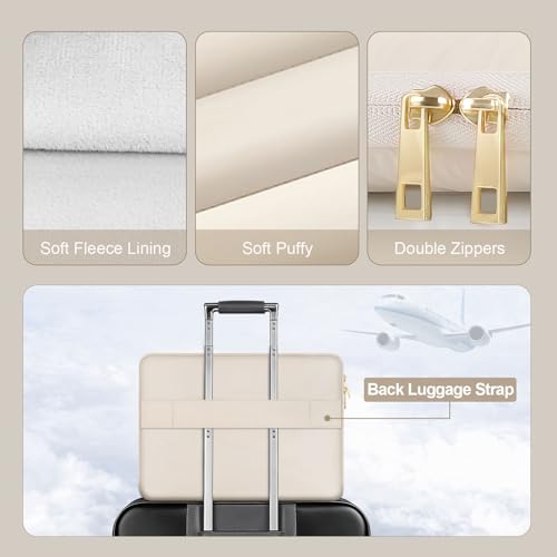 Laptop Case 13.3 inch,13-13.3 inch Puffy Laptop Sleeve Compatible with MacBook Air 13 13.6/Neo 13/Pro 13/Pro 14,HP Dell ASUS Lenovo,Polyester Computer Bag with Horizontal Pocket&Belt, Sand - color: Sand