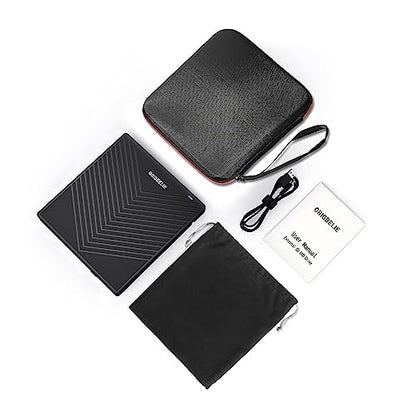 ORIGBELIE External CD DVD Drive 4 USB Port 2 TF/SD Card Slot &Carrying Case | Slim USB 3.0 CD DVD ROM Player Burner Reader Writer Rewriter Optical Disk Drive for Laptop PC Mac OS Windows 11/10/8/7 Linux - size: 6.1" x 5.45" x 0.65"