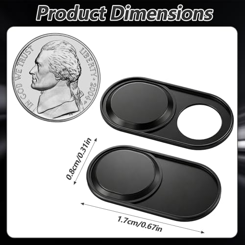 2-Pack Computer Camera Cover Slide, Black | 0.08 Inch Thin Laptop Slide Cover, Webcam Privacy Safe for Computer Mobile Phones
