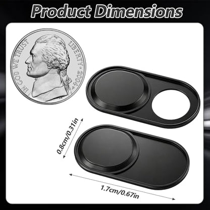 2-Pack Computer Camera Cover Slide, Black | 0.08 Inch Thin Laptop Slide Cover, Webcam Privacy Safe for Computer Mobile Phones