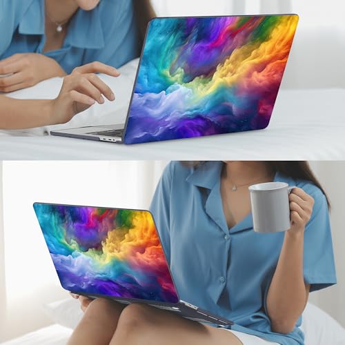 Mektron Case for MacBook Pro 16 Inch A2141 Cover 2019 Release 16" with Liquid Retina Display/Touch ID, Plastic Hard Shell with Keyboard Skin & Screen Protector & Dust Plug, Rainbow Cosmic - color: Rainbow Cosmic