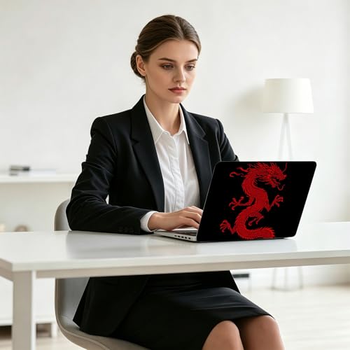 Universal Laptop Skin Decal, 3-Piece Vinyl Protector for 12 13 14 15.6" Notebook, Waterproof Anti-Scratch, Easy Trim & Bubble-Free Finish, Red Chinese Dragon - color: Red Chinese Dragon