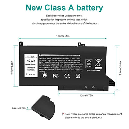 Futurebatt New Replacement Battery for Dell DJ1J0 451-BBZL PGFX4 ONFOH DJ1JO,for Dell Latitude 12 7000 7280 7480 Series [42Wh 11.4V] - size: DJ1J0 8.94×4.96×0.71 in