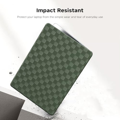 Checkered Print for MacBook Pro 13 inch Case M2 2026-2016 A2338 M1 A2251 A2289 A2159 A1989 A1708 A1706,Checkered Textured Cream Leather Hardshell Case&Keyboard Cover,Checkereboard Emerald Green - color: Checkerboard Emerald Green, size: 2016-2026 Macbook