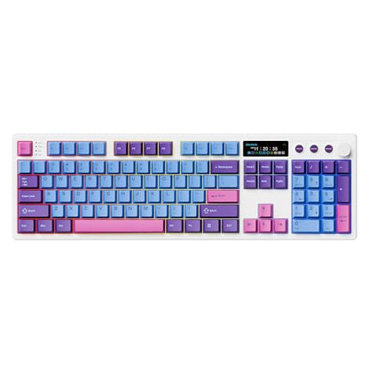 BOYI K104Pro Creamy Mechanical Gaming Keyboard,2.2" Smart Screen&Media Knob,QMK/VIA Programmable Tri-Mode BT/2.4GHz/USB-C 100% Full Size Gasket Mounted Hot Swap RGB Keyboard for PC Mac(White Joker) - color: White Joker