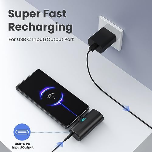 Mini Portable Charger for iPhone 17/16,Upgraded 5500mAh PD USB C Power Bank,Travel Essentials Pocket Phone Charger Battery Pack for iPhone 17/17 Pro Max/16/16 Pro/15 Series,Samsung Galaxy Android etc - color: Black
