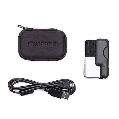 SAMSON Go Mic Portable Clip-on USB Condenser Microphone (Titanium)- USB 2.0 Hub with Individual LED lit Power Switches + Cleaning Cloth – Deluxe Bundle Great for Podcasting and Field Recording