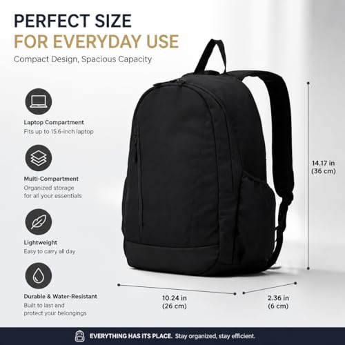 Travel Laptop Backpack for Women & Men, 15.6" Laptop and Tablet Bag with Tumbler Holder – Lightweight, Durable Travel & Work Backpacks, Black - color: Backpack 03 Black
