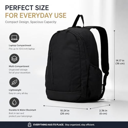 Travel Laptop Backpack for Women & Men, 15.6" Laptop and Tablet Bag with Tumbler Holder – Lightweight, Durable Travel & Work Backpacks, Black - color: Backpack 03 Black