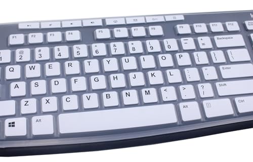 Ultra Thin Desktop PC Silicone Keyboard Cover Skin Protector Compatible for Logitech MK295 MK275 MK270 Wireless Keyboard, Logitech K200 K260 K270 MK200 MK260 Keyboard (White) - color: White