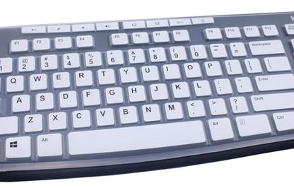 Ultra Thin Desktop PC Silicone Keyboard Cover Skin Protector Compatible for Logitech MK295 MK275 MK270 Wireless Keyboard, Logitech K200 K260 K270 MK200 MK260 Keyboard (White) - color: White