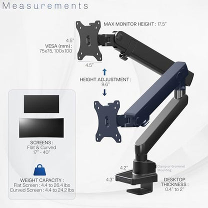 VIVO Premium Aluminum Full Motion Single Ultrawide Monitor Desk Mount Stand with Lift Engine Arm, Fits Screens up to 40 inches, STAND-V101BB - size: Single monitor, style: Standard