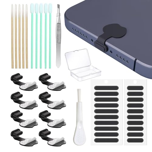 8 Pcs Dust Plug for Phone - USB C Port Cover Cap Protector Against Dust,Anti-Loss Plug for Phones,for iPhone 15/16/17 & Air, MacBook Pro/Air, Galaxy S24-S8, Pixel, Kindle,...