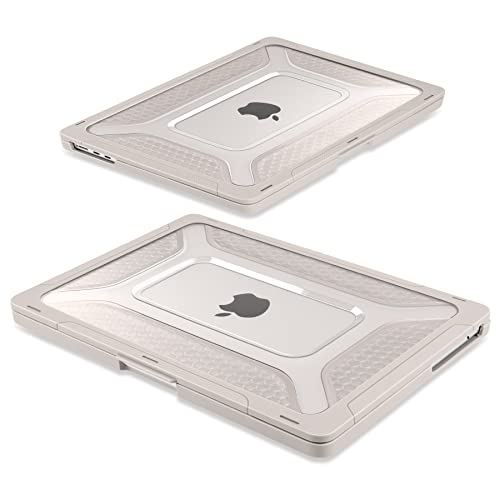 Batianda Extreme Heavy Duty Case for MacBook Air 13.6" 2026-2022, Khaki | Fits M5/M4/M3/M2 Chip Model, Anti-Slip Rubberized Stand Holds 25lbs, Honeycomb Rugged Matte Shell, Max Cooling & Stability - color: S-Rock Stone