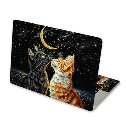 Universal Laptop Skin Sticker for 12/13/14/15.6 Inch Laptops, Reusable Vinyl Laptop Decal Cover, Waterproof Scratch Resistant Notebook Skin with 2 Wrist Pads,Moonlight Cats - color: Moonlight Cats