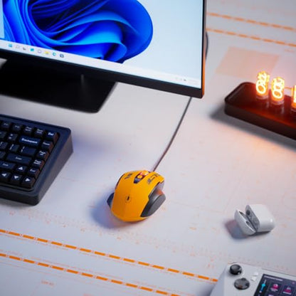 Uineer Wired Mouse, USB-A Computer Mouse with 6 Buttons,Adjustable | Plug-and-play USB-A wired connection with 6 programmable buttons, 7200 DPI and a 1.5 m cable. - color: Yellow