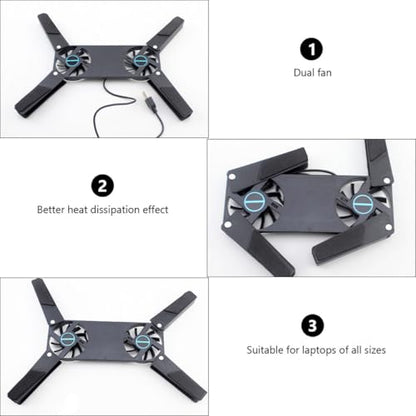 Operitacx 2PCS Dual Fan Laptop Cooling Pad USB Powered Cooler with Slip Mat Quiet Ventilated Stand for All Laptop Portable Travel and Business Use