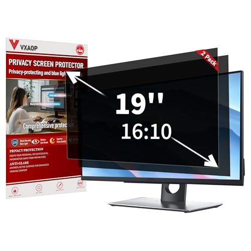 [2-Pack] 19 Inch Computer Privacy Screen Filter (16:10 Aspect Ratio) | Removable, Anti-Glare & Blue Light Filter, Compatible with HP, Dell, LG, ASUS, Acer, Samsung, Lenovo & ViewSonic Monitors - size: 19.0 Inch