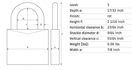 ABUS 145/20 C 20mm Body 3 Dial Resettable Combination Padlock, Red - color: Red, size: 20 mm