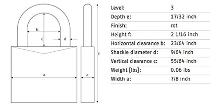 ABUS 145/20 C 20mm Body 3 Dial Resettable Combination Padlock, Red - color: Red, size: 20 mm