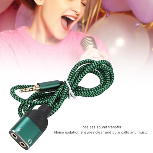 Headphone Mic Splitter Cable, 3.5mm Headset Splitter Cable with Gold Plated Connectors and Integrated Chip, Portable Audio Mic Adapter for Music Calls Gaming Laptop Phone