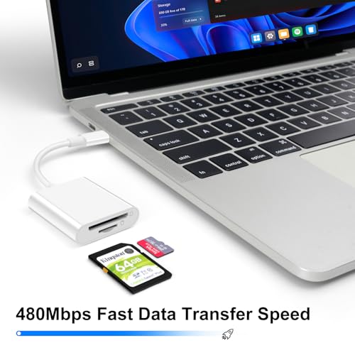 USB C SD/TF Card Reader, High-Speed USB-C Memory Card Reader Micro SD Card Adapter for SD SDHC SDXC Micro SD Micro SDHC Micro SDXC, Compatible with iPhone 15, MacBook Pro Air, Galaxy S24 Ultra - size: 2in1-Card-Reader-White
