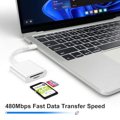 USB C SD/TF Card Reader, High-Speed USB-C Memory Card Reader Micro SD Card Adapter for SD SDHC SDXC Micro SD Micro SDHC Micro SDXC, Compatible with iPhone 15, MacBook Pro Air, Galaxy S24 Ultra - size: 2in1-Card-Reader-White