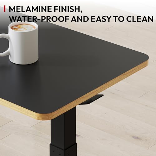SANODESK Mobile Standing Desk with Hidden Wheels,Pneumatic Laptop Desk Rolling Computer Cart Movable Height Adjustable Small Sit Stand Desk for Home Office(27.6" W x 15.7" D, Black+Maple Band) - color: Black Maple, size: 28x16