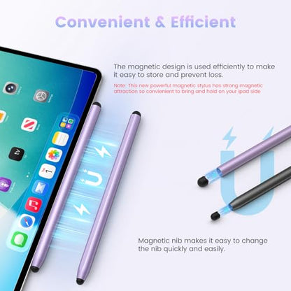 Stylus Pen for Touchscreen, 2-in-1 Magnetic Universal Stylists | High Sensitivity & Precision, Metal Barrel,Compatible with iPad,iPhone,Android Microsoft Surface Nintendo Switch Touchscreen - color: Dark Grey/Purple