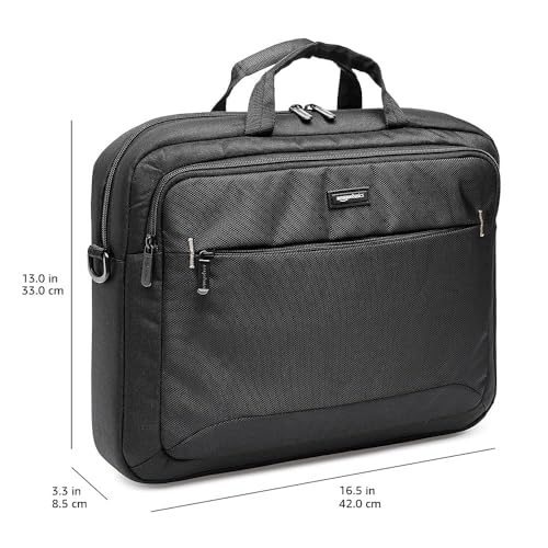 Amazon Basics Laptop Carrying Case with Shoulder Strap, 15.6-inch, Black, Large Capacity Office Work Bag, 10-Pack - size: 15.6 Inch, style: 10-pack