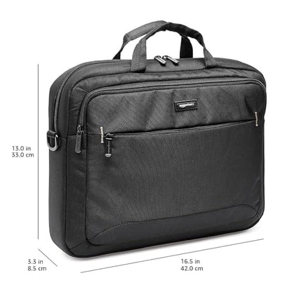 Amazon Basics Laptop Carrying Case with Shoulder Strap, 15.6-inch, Black, Large Capacity Office Work Bag, 10-Pack - size: 15.6 Inch, style: 10-pack