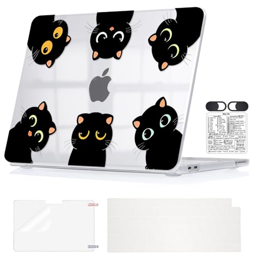 Cute Fun Black Cat Clear Case for 2026 MacBook Neo 13" A18 Pro A3404 | Funny Kitty Protective Hard Shell. Keyboard Cover, Screen Protector, Shortcut Sticker & More. Perfect for Students & Travel - color: Funny Cat