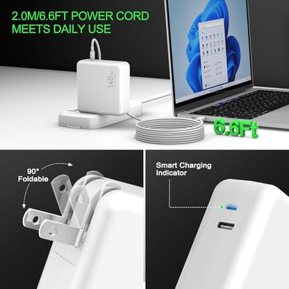 Compatible with MacBook Pro Charger 140W USB C Fast Charger Adapter | for Mac Pro/Air M2 M3 M4 M5 16, 15, 14, 13 Inch iPad Pro iPhone Samsung Galaxy and All Type C Device