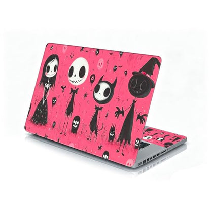 Universal Laptop Skin Sticker Decal, 12"-15.6" Aesthetic Vinyl Wrap, Pink Halloween Skeletons Waterproof Notebook Cover Art Protector for MacBook HP Dell Lenovo, Fits 13" 14" 15" 15.6" - color: Pink Halloween Skeletons
