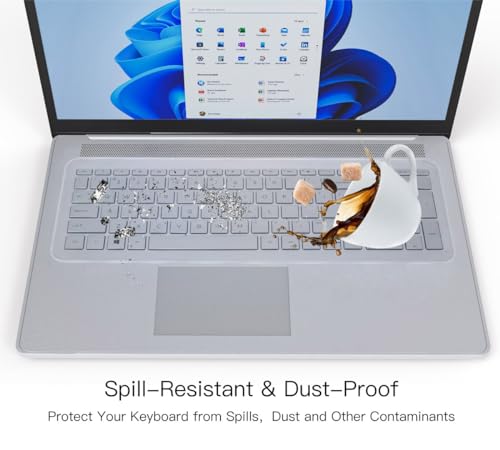 Universal 17" 17.3" Keyboard Cover Skin for 17 17.3 inch Laptop Notebook Keyboards Ultra Thin HP Acer Lenovo ASUS MSI Silicone Waterproof Dustproof Keyboard Cover Skin Protector, Clear (14.37" x 5.1") - size: 17"-17.3"