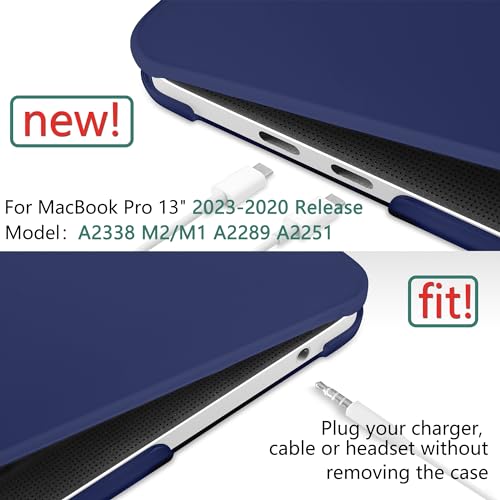 for MacBook Pro 13 inch Case 2023 2022 2021 2020 Release Model: A2338 M2/M1 A2289 A2251 with Touch Bar & Touch ID, Frosted Matte Plastic Hard Shell Case & Keyboard Cover, Navy Blue - color: Navy Blue