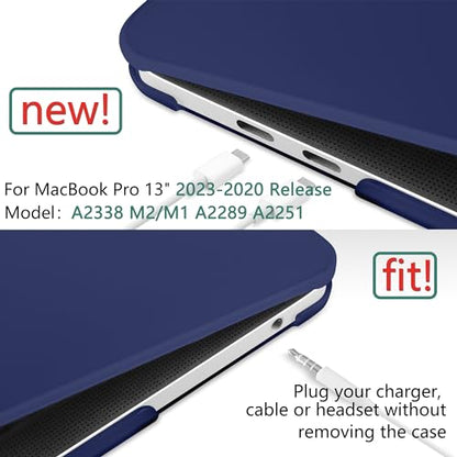 for MacBook Pro 13 inch Case 2023 2022 2021 2020 Release Model: A2338 M2/M1 A2289 A2251 with Touch Bar & Touch ID, Frosted Matte Plastic Hard Shell Case & Keyboard Cover, Navy Blue - color: Navy Blue