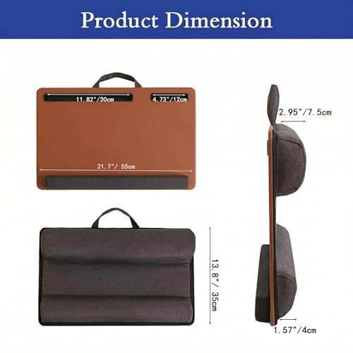 Lap Desk Home Office Lap Desk Portable Laptop Desk for Left Right - Handers with Whole Mouse Pad Wrist Pad Dual Cushion Phone Tablet Slots Fits Up to 17 Inch Laptops - color: Stone Brown