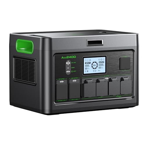 2400W Portable Power Station 1843.2Wh UPS Generator for Camping RV Home | 2400W LiFePO4 power station,1843.2Wh PD100W USB-C,wireless charge,multi ports,LED light for camping & home blackouts. - color: Dark Grey