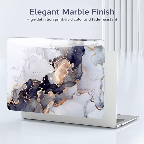 B BELK Compatible with MacBook Air 13 inch Case 2021 2020 2019 2018 M1 Chip | A2337 A2179 A1932, Plastic Hard Shell for MacBook Air 13.3 inch Case with Keyboard Cover&Screen Protector, Blue White Marble - color: Blue White Marble